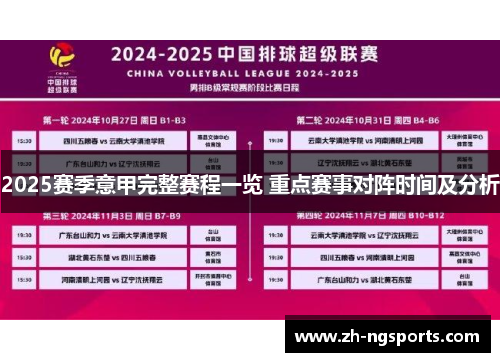 2025赛季意甲完整赛程一览 重点赛事对阵时间及分析
