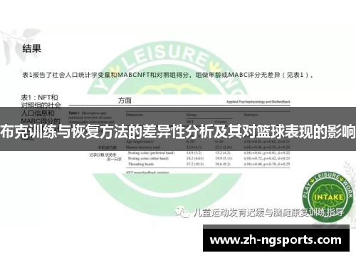 布克训练与恢复方法的差异性分析及其对篮球表现的影响
